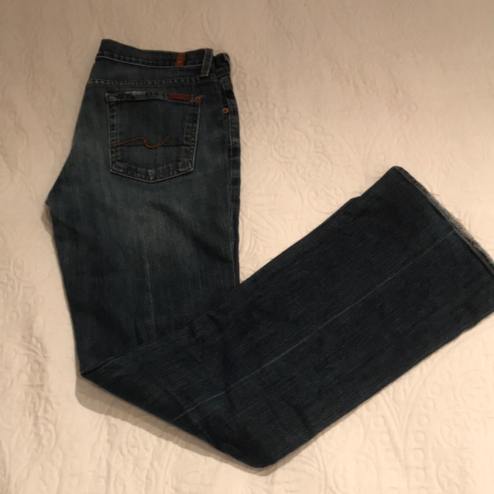 Dark wash boot cut sevens